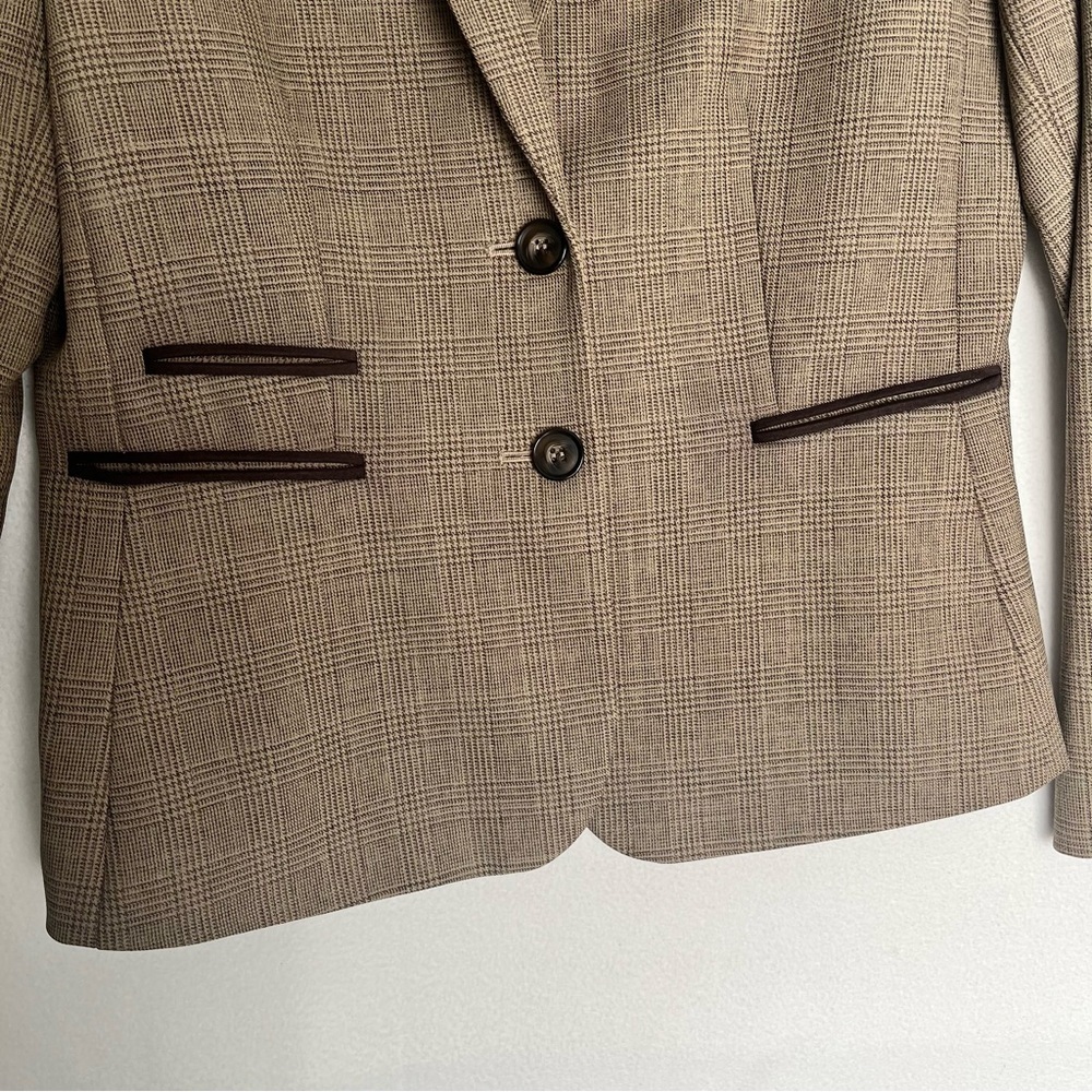 Daniel Cremieux Women's Blazer Plaid Elbow Patch Brown Preppy Tailored Cozy Sz 8 - Picture 4 of 15